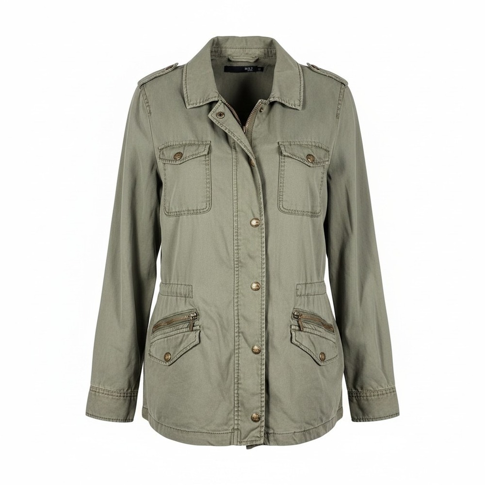 Max Jeans Womens Jacket Utility Field M Green Military Safari Cargo Tencel